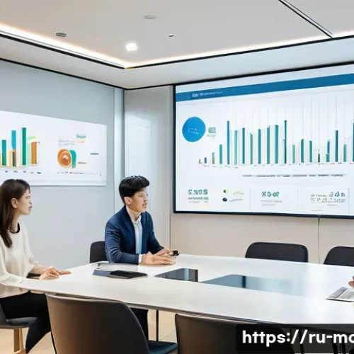 Home 32 비즈니스 모델 캔버스 활용법 - A modern business meeting scene in a stylish Seoul office, featuring diverse Korean entrepreneurs in...