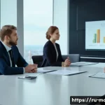 Home 18 경영컨설턴트와 협상 기술 - A professional business negotiation scene in a modern office setting with diverse Russian-speaking p...